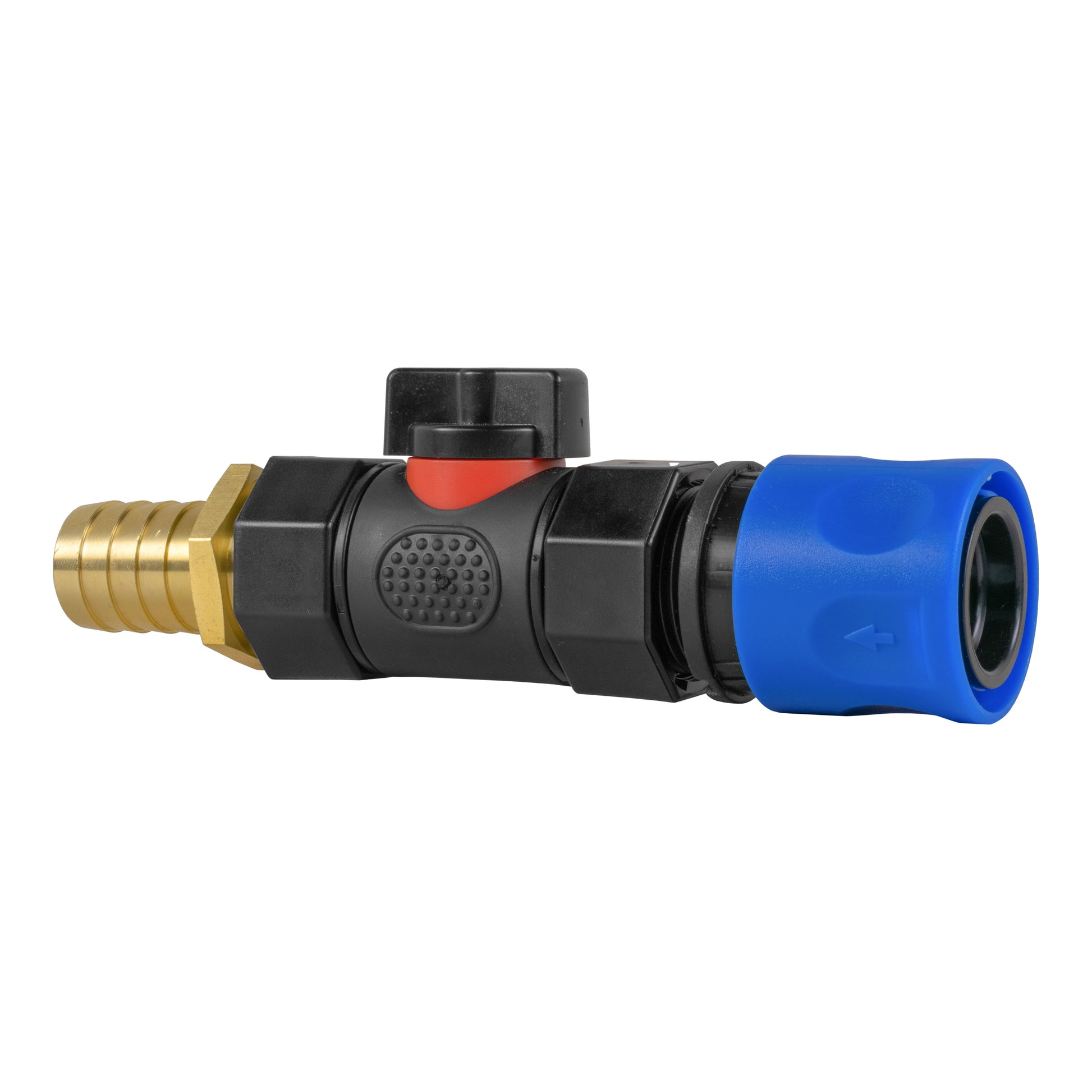 Hose Connector Blue with In-Line BSPF Valve and 19mm Brass Barb - Best4Trade-Retail Garden watering
