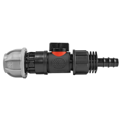 20mm MDPE Straight with In-Line BSPM Valve and 16mm Barbed Straight - Best4Trade-Retail Garden watering