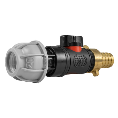 20mm MDPE Straight with In-Line BSPM Valve and 19mm Brass Barb - Best4Trade-Retail Garden watering