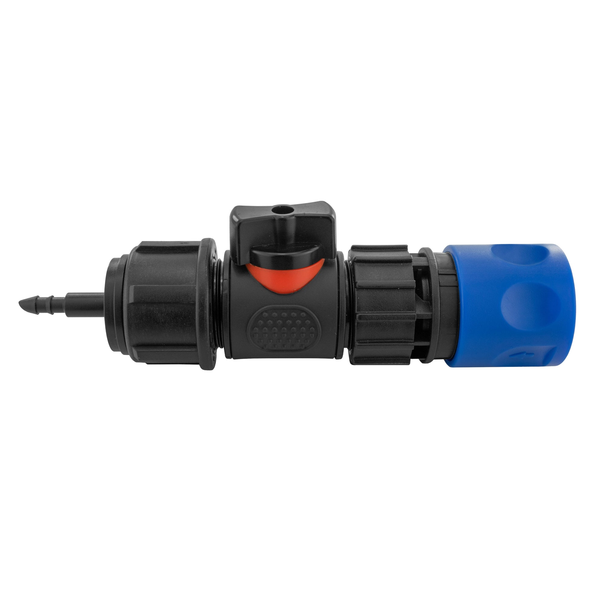 Hose Connector Blue with In-Line BSPM Valve and 4mm Barb Micro Connector - Best4Trade-Retail Garden watering