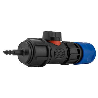 Hose Connector Blue with In-Line BSPM Valve and 4mm Barb Micro Connector - Best4Trade-Retail Garden watering