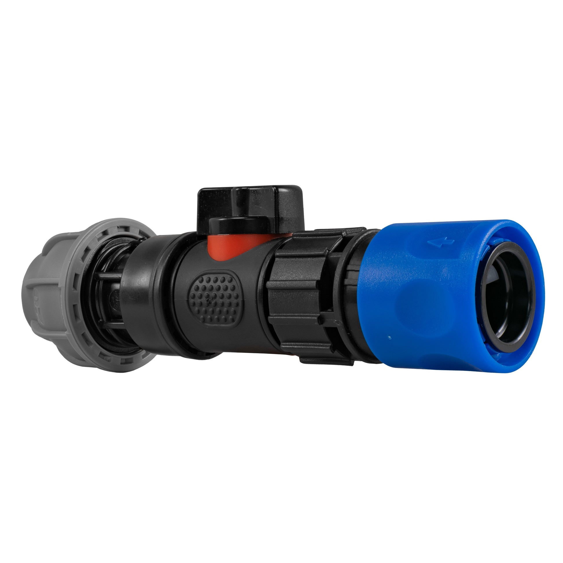 Hose Connector Blue with In-Line BSPM Valve and 20mm MDPE Straight - Best4Trade-Retail Garden watering
