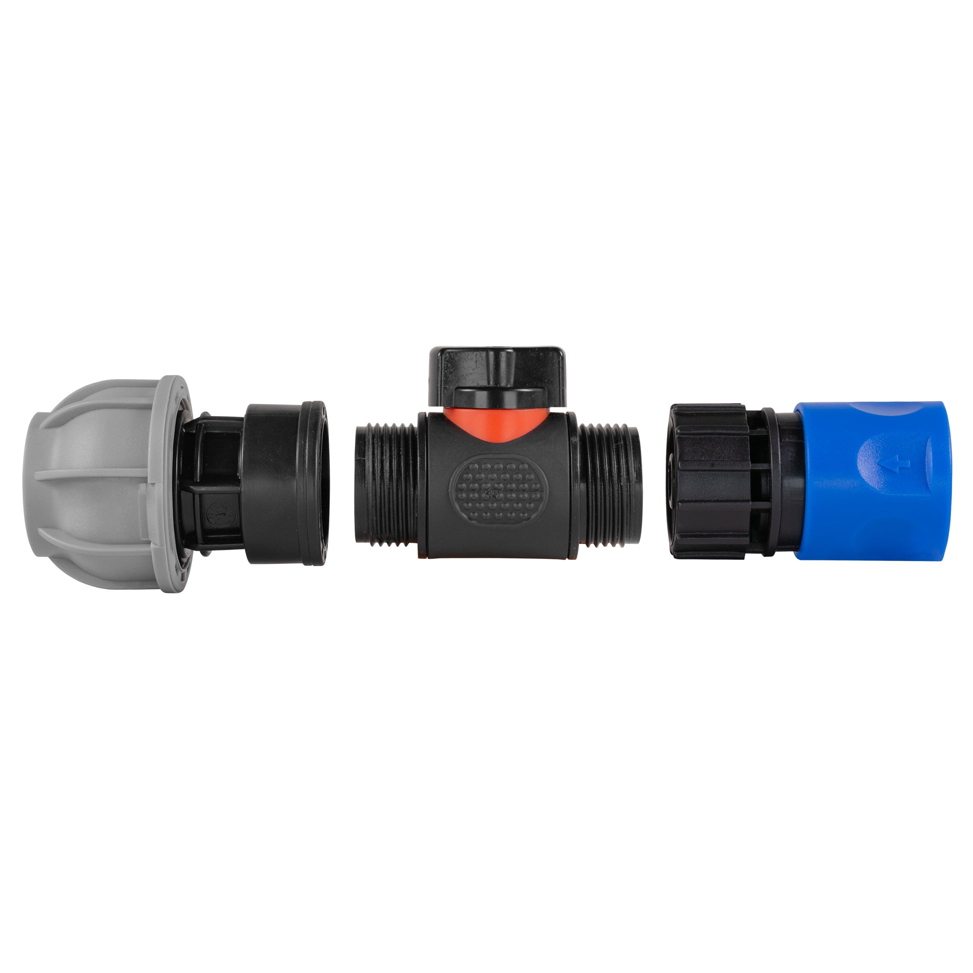 Hose Connector Blue with In-Line BSPM Valve and 20mm MDPE Straight - Best4Trade-Retail Garden watering