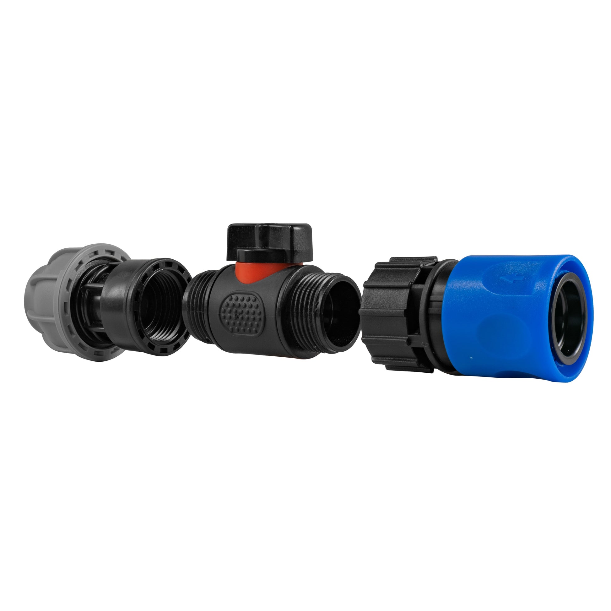 Hose Connector Blue with In-Line BSPM Valve and 20mm MDPE Straight - Best4Trade-Retail Garden watering