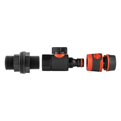 Water Butt Connector 3/4" BSP with BSPF-Quick Connect Valve & Hose Connector Black Soft - Best4Trade-Retail Garden watering