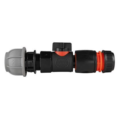 20mm MDPE Straight with BSPF-Quick Connect Valve & Hose Connector Black - Best4Trade-Retail Garden watering