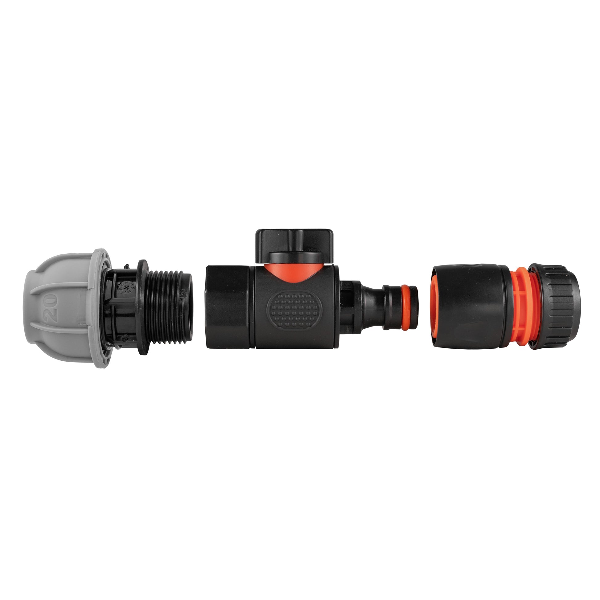 20mm MDPE Straight with BSPF-Quick Connect Valve & Hose Connector Black - Best4Trade-Retail Garden watering
