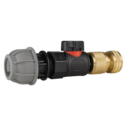 20mm MDPE Straight with BSPF-Quick Connect Valve & Hose Connector Brass - Best4Trade-Retail Garden watering