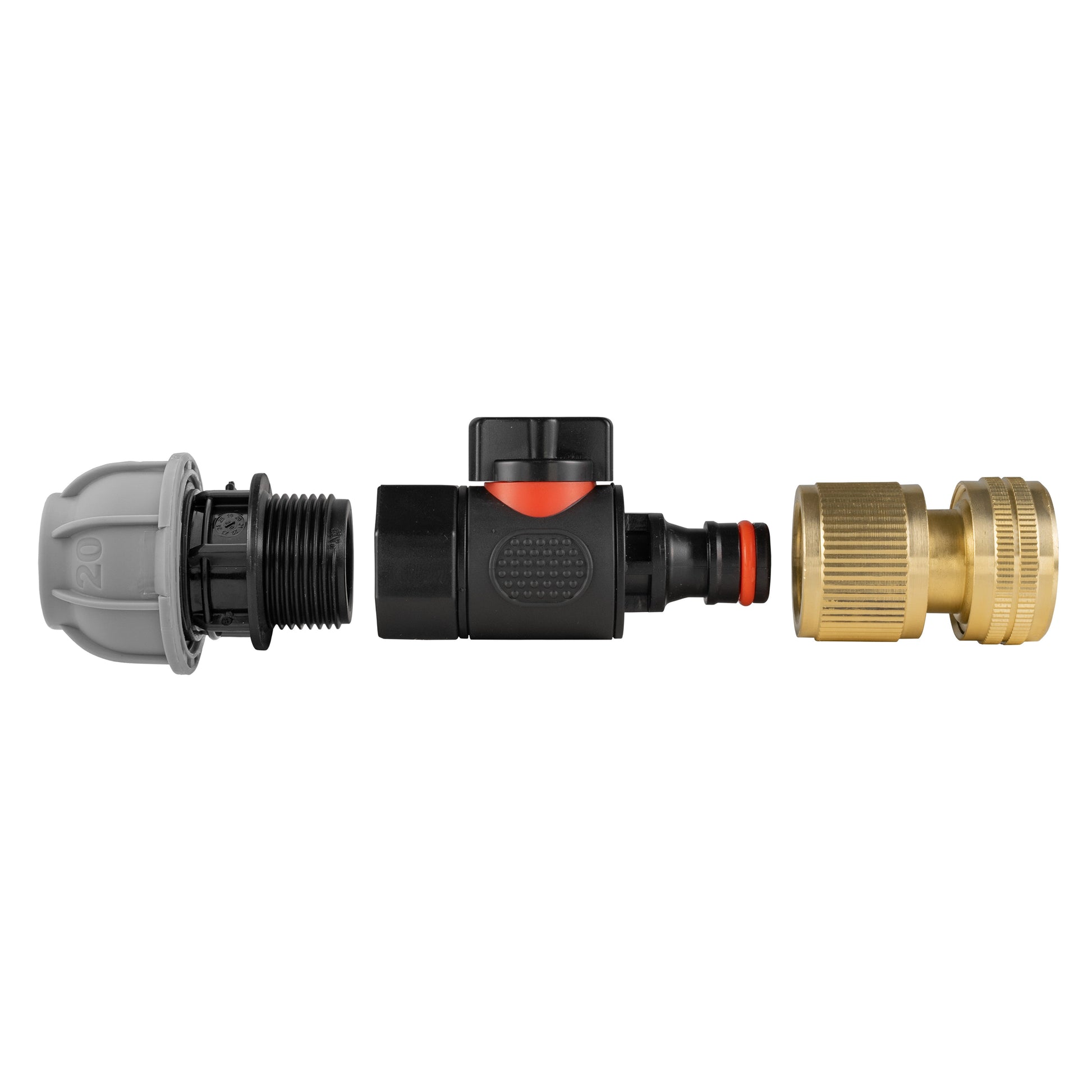 20mm MDPE Straight with BSPF-Quick Connect Valve & Hose Connector Brass - Best4Trade-Retail Garden watering