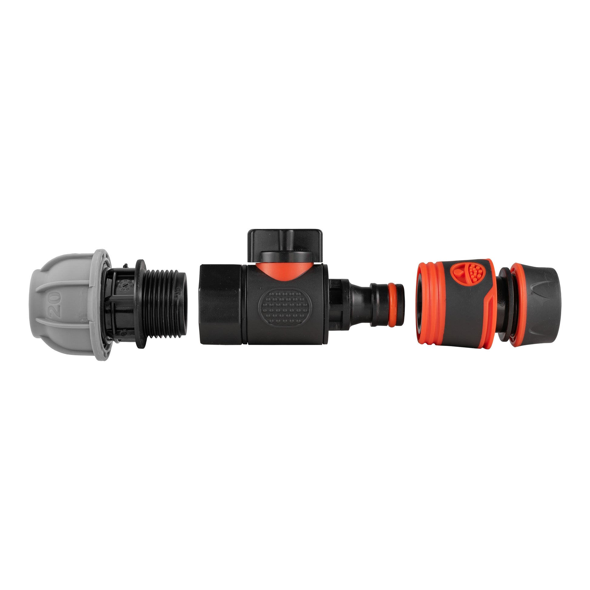 20mm MDPE Straight with BSPF-Quick Connect Valve & Hose Connector Black Soft - Best4Trade-Retail Garden watering