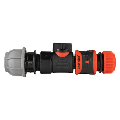 20mm MDPE Straight with BSPF-Quick Connect Valve & Hose Connector Lock - Best4Trade-Retail Garden watering