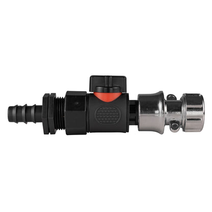 16mm Barbed Straight with BSPF-Quick Connect Valve & Hose Connector Zinc - Best4Trade-Retail Garden watering