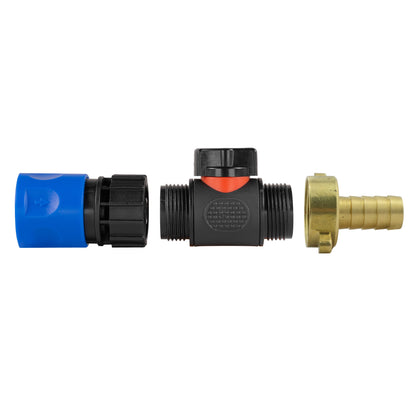Hose Connector Blue with In-Line BSPM Valve and 13mm Brass Barb - Best4Trade-Retail Garden watering
