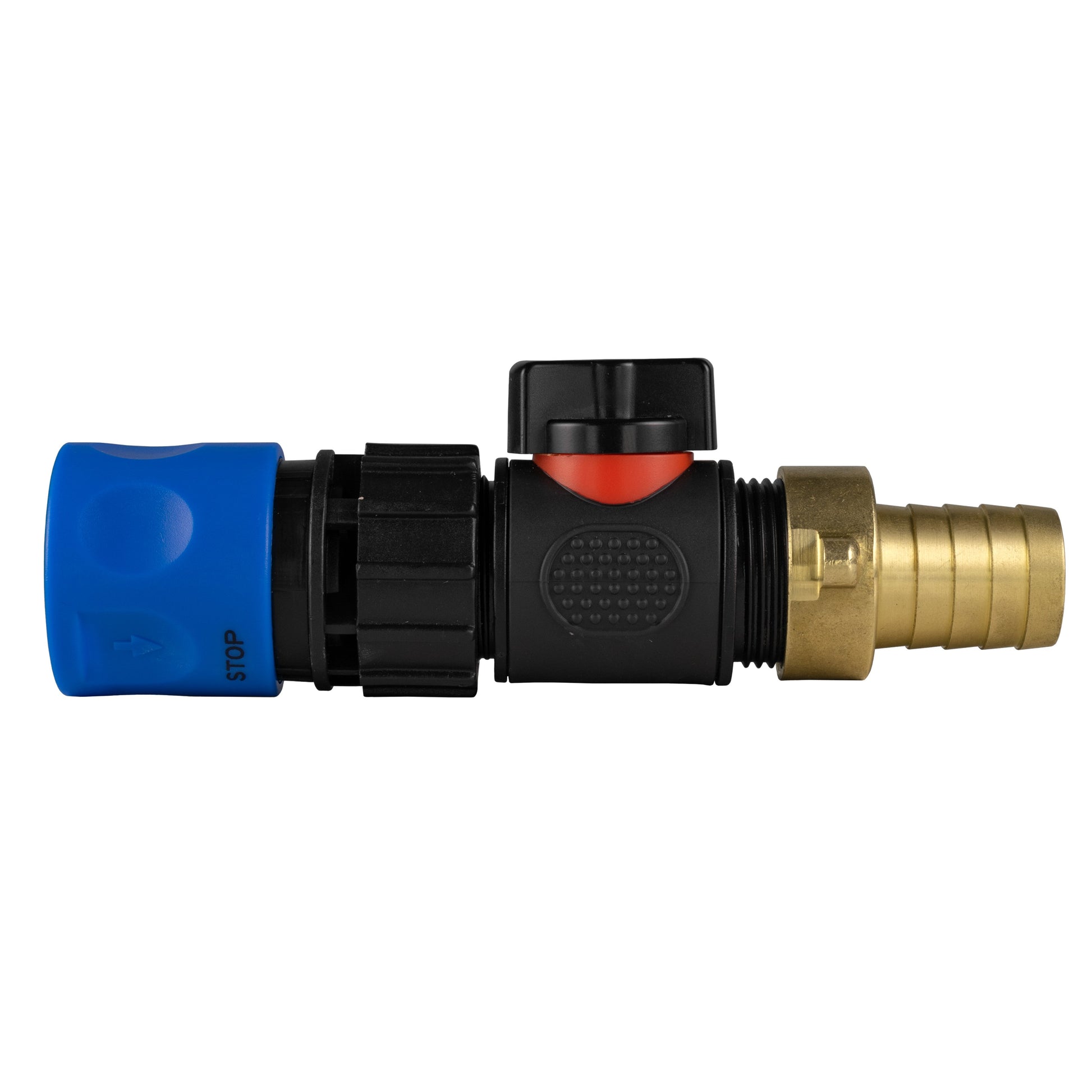 Hose Connector Blue with In-Line BSPM Valve and 19mm Brass Barb - Best4Trade-Retail Garden watering