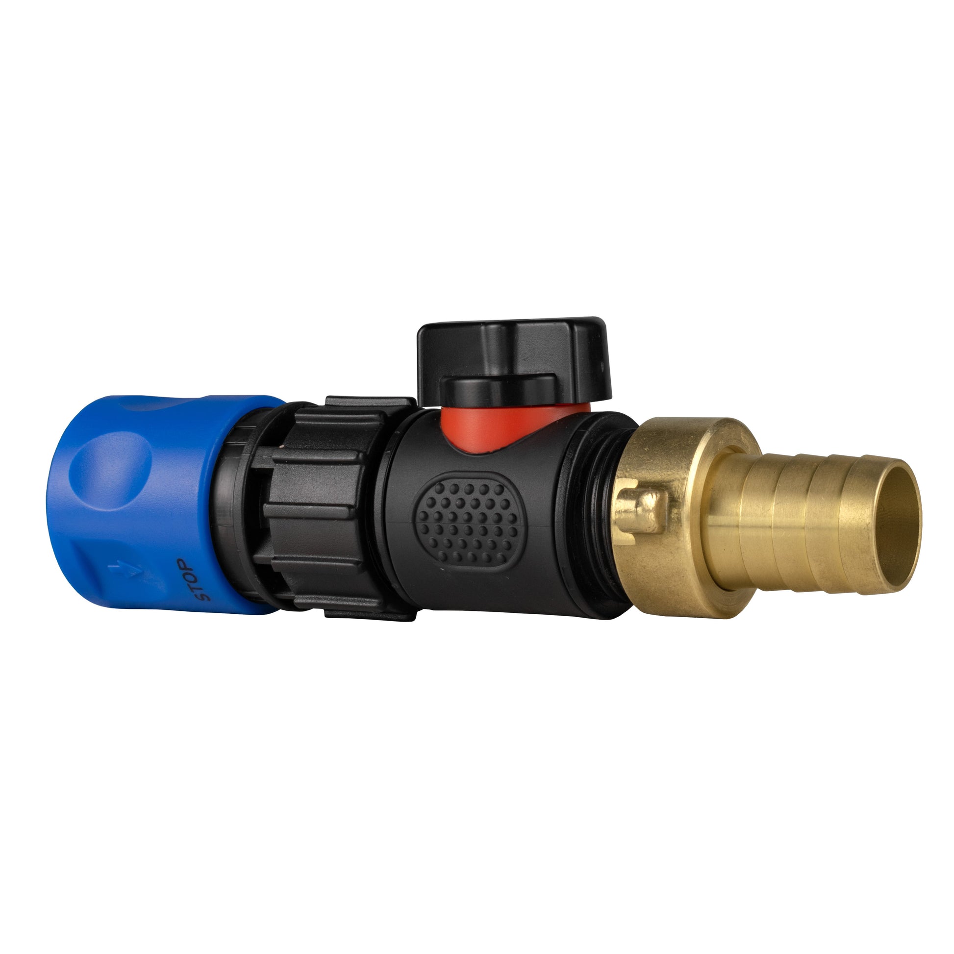 Hose Connector Blue with In-Line BSPM Valve and 19mm Brass Barb - Best4Trade-Retail Garden watering
