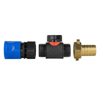 Hose Connector Blue with In-Line BSPM Valve and 19mm Brass Barb - Best4Trade-Retail Garden watering