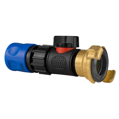 Hose Connector Blue with In-Line BSPM Valve and Geka Type Connector - Best4Trade-Retail Garden watering