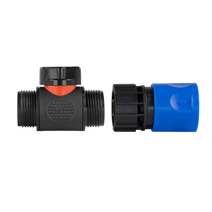 Hose Connector Blue with In-Line BSPM Threaded Valve - Best4Trade-Retail Garden watering