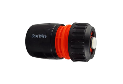 Female Hose Connector With Stop, 1/2" or 5/8" Hose, Black/Orange - Best4Trade-Retail Garden watering