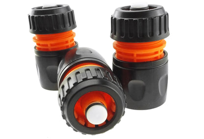 Female Hose Connector With Stop, 1/2" or 5/8" Hose, Black/Orange - Best4Trade-Retail Garden watering