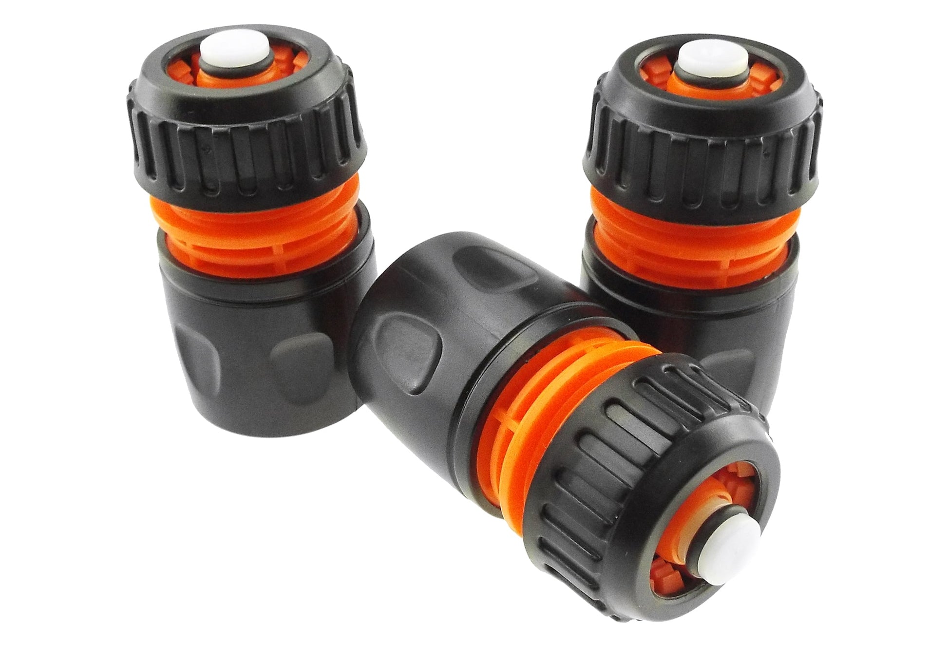 Female Hose Connector With Stop, 1/2" or 5/8" Hose, Black/Orange - Best4Trade-Retail Garden watering