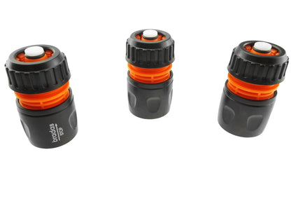 Female Hose Connector With Stop, 1/2" or 5/8" Hose, Black/Orange - Best4Trade-Retail Garden watering