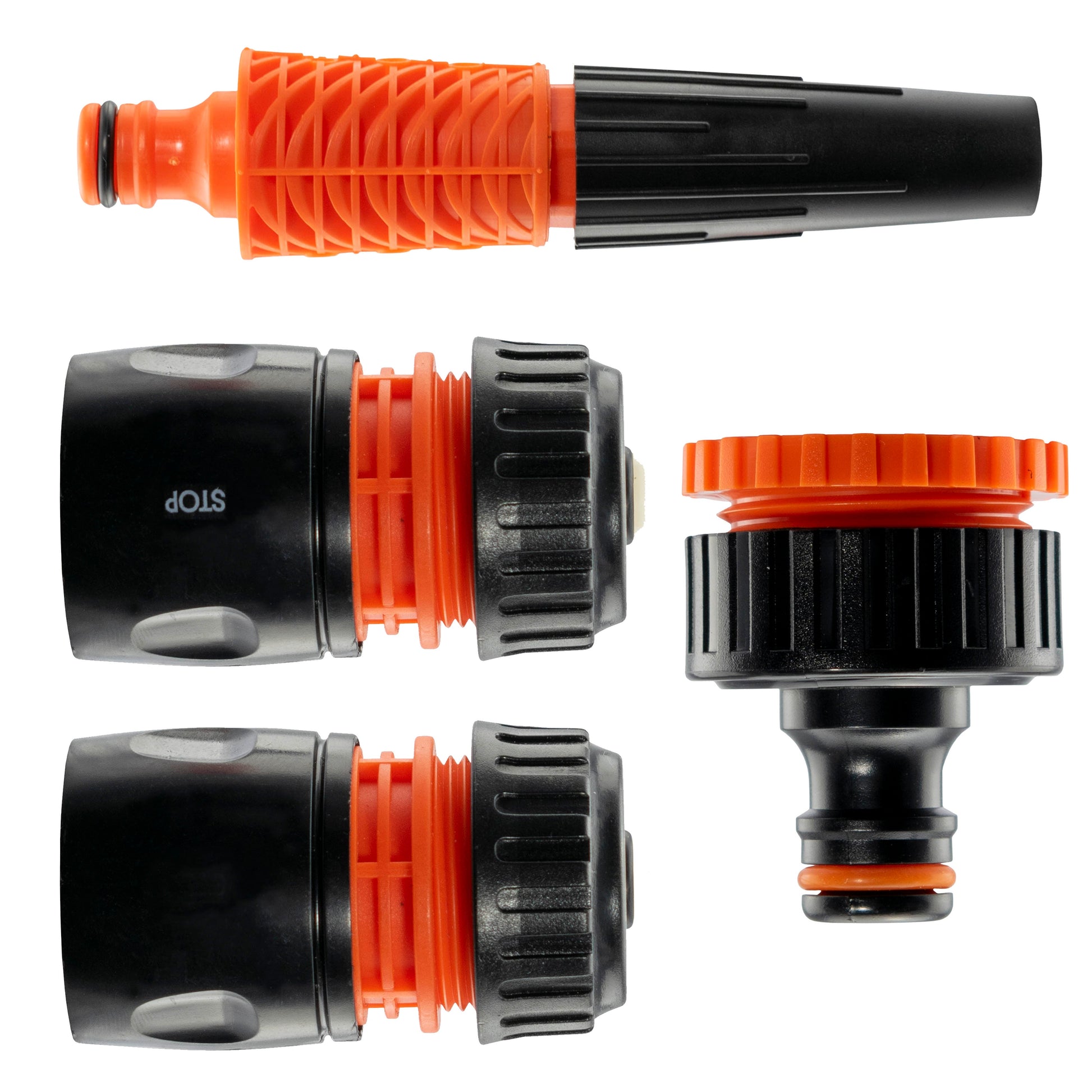 Hose Connectors Set With Nozzle Black/Orange - Best4Trade-Retail Garden watering