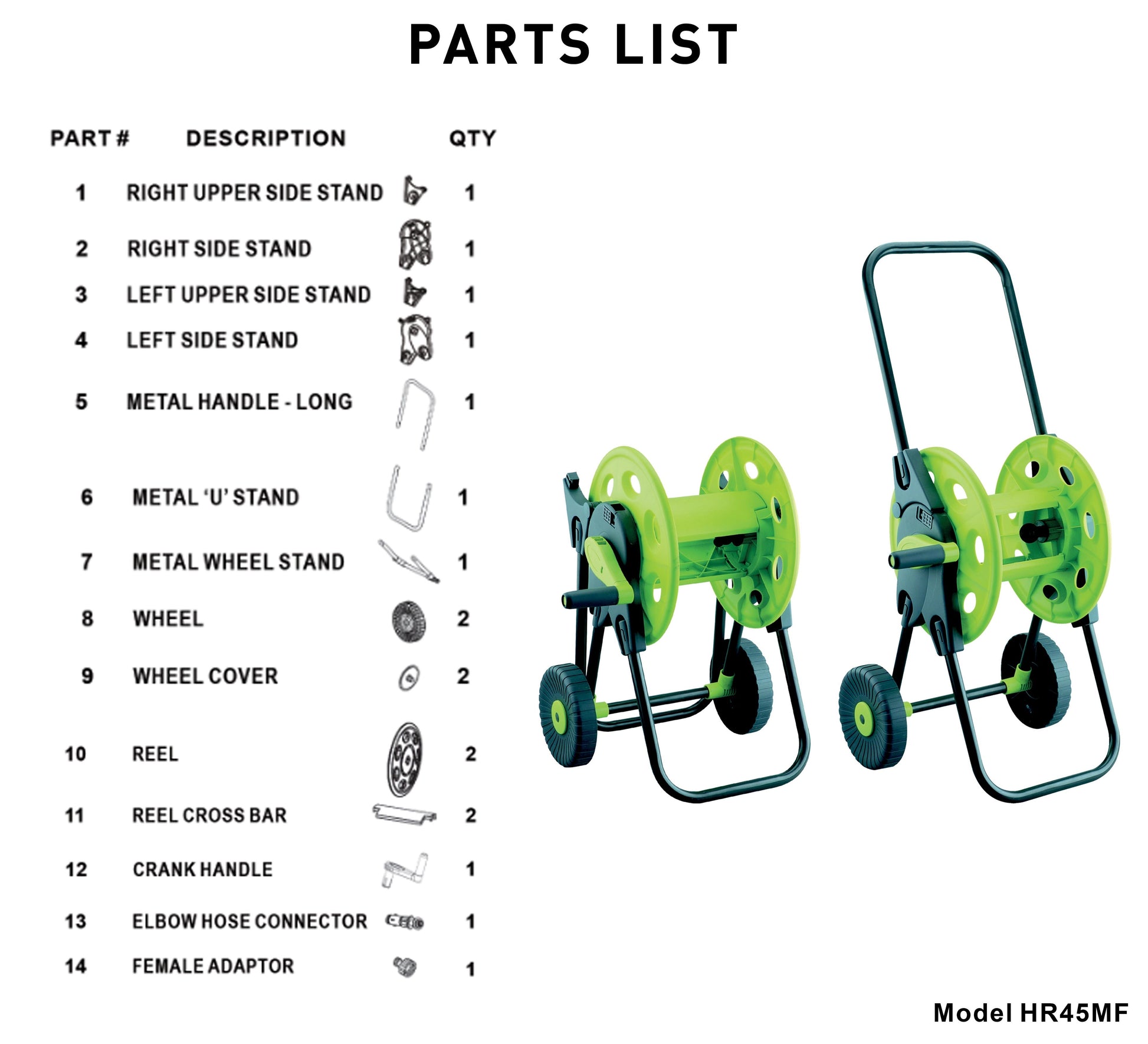Hose Cart for 45m 1/2" Garden Hose CW - Best4Trade-Retail Hose Reel