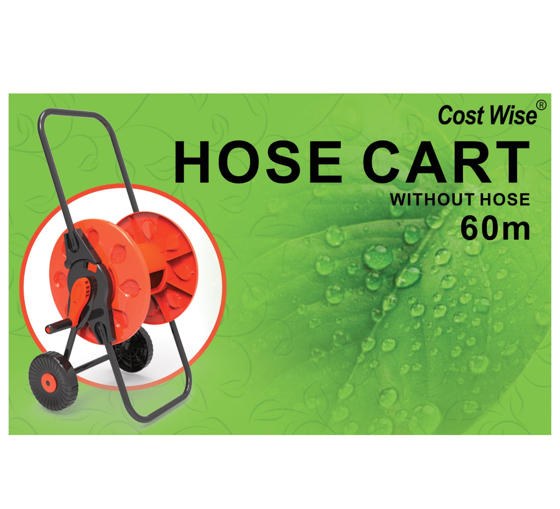 Hose Cart with Wheels for 60m 1/2" Garden Hose CW - Best4Trade-Retail Hose Reel