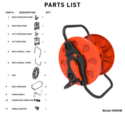 Hose Reel for 60m 1/2" Garden Hose CW - Best4Trade-Retail Hose Reel