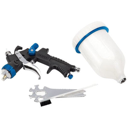 HVLP Air Spray Gun with Composite Body and Gravity Fed Hopper - 600ml - Draper