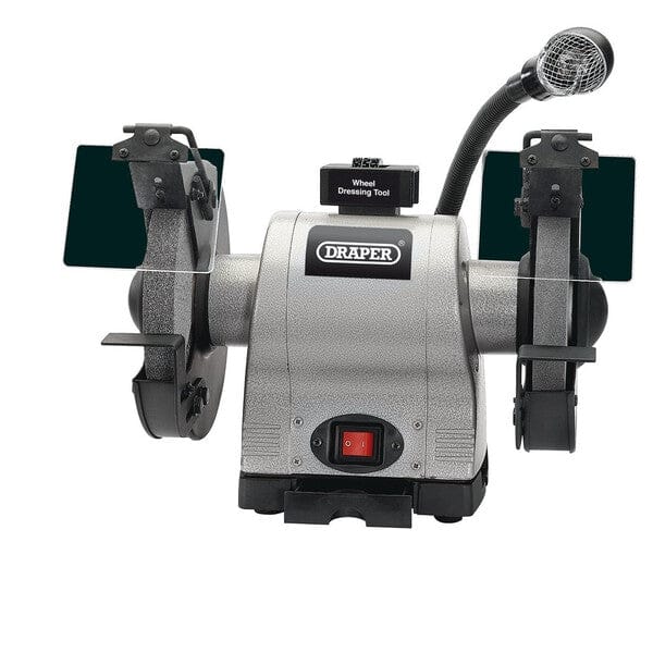 Heavy Duty Bench Grinder with Worklight - 200mm - 550W - Draper