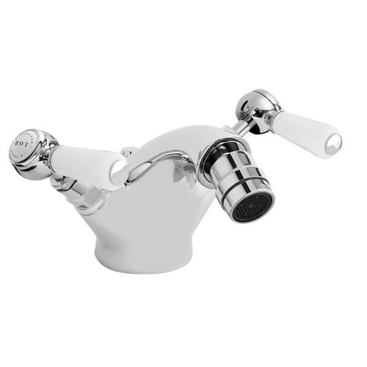 Hex White Mono Bidet Mixer Tap - Bayswater Bathrooms