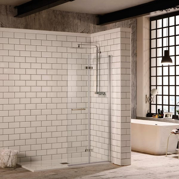 Hinged 2 Fold Walk-In Shower Panel - Aquaglass Bathrooms