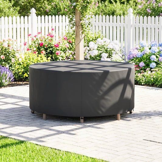 Outsunny Round Garden Furniture Cover, Waterproof Garden Table Cover, 420D Heavy Duty Oxford for Outdoor, Dia.214 x 70 cm, Black