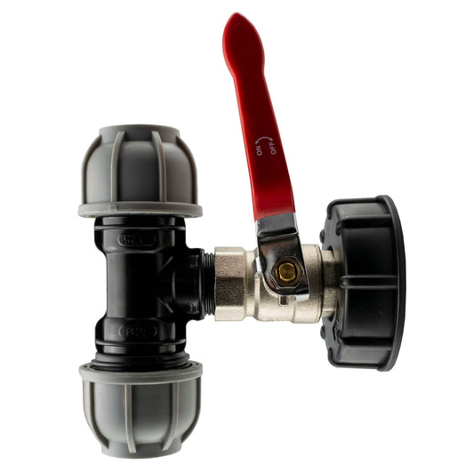 IBC 2” S60X6 Cap with Lever Valve and 20mm MDPE Tee - Best4Trade-Retail