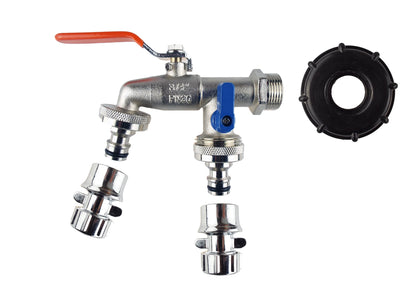 IBC 2” S60X6 Cap with Quick Connect Double Tap and Hose Connectors - Best4Trade-Retail