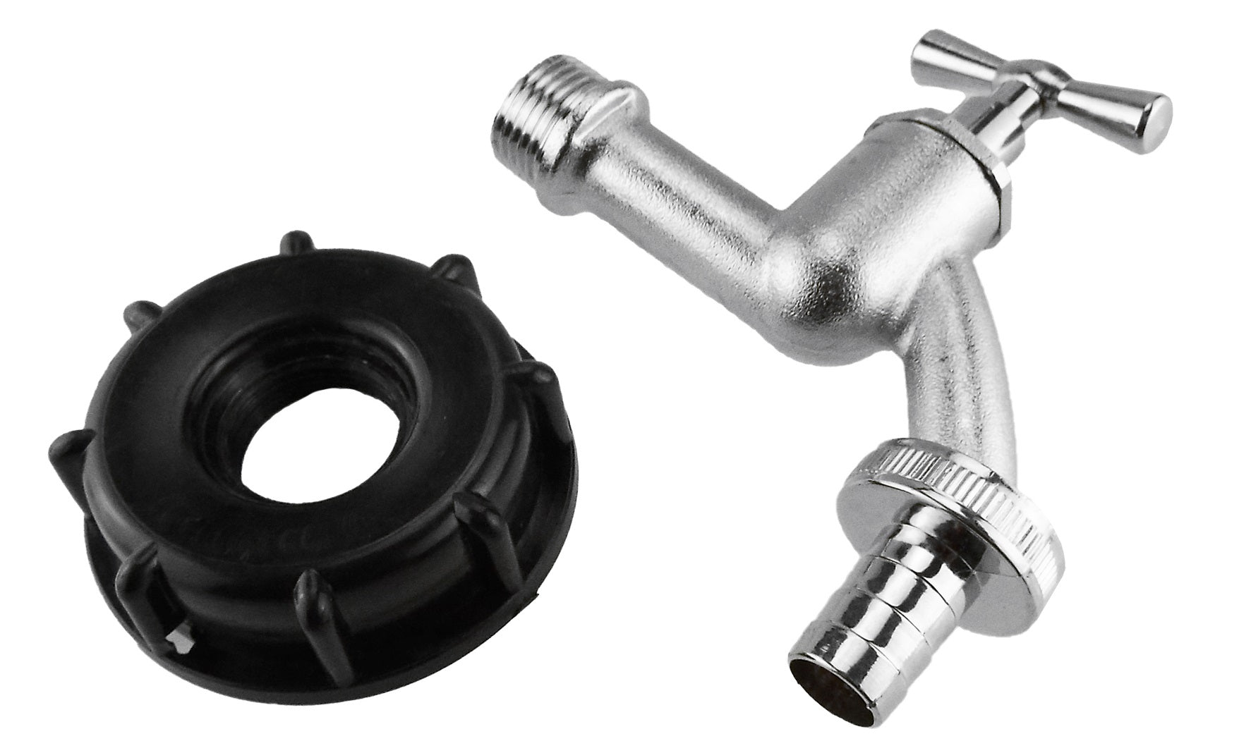 IBC 2” S60X6 Cap with Nickle Plated Bib Tap ¾” Barb - Best4Trade-Retail
