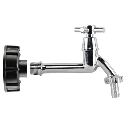 IBC 2" S60X6 - 1/2" BSP Cap with Extended Brass Chrome Tap 1/2" Barb - Best4Trade-Retail Garden watering