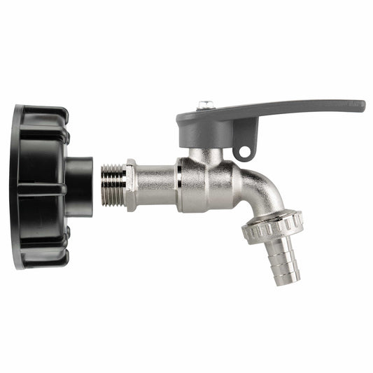 IBC 2" S60X6 - 1/2" BSP Cap with Lever Tap Hose Barb and Side Lock - Best4Trade-Retail Garden watering