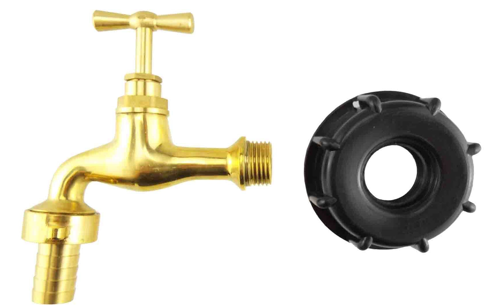 IBC 2” S60X6 Cap with Polished Brass Bib Tap 15mm Barb - Best4Trade-Retail