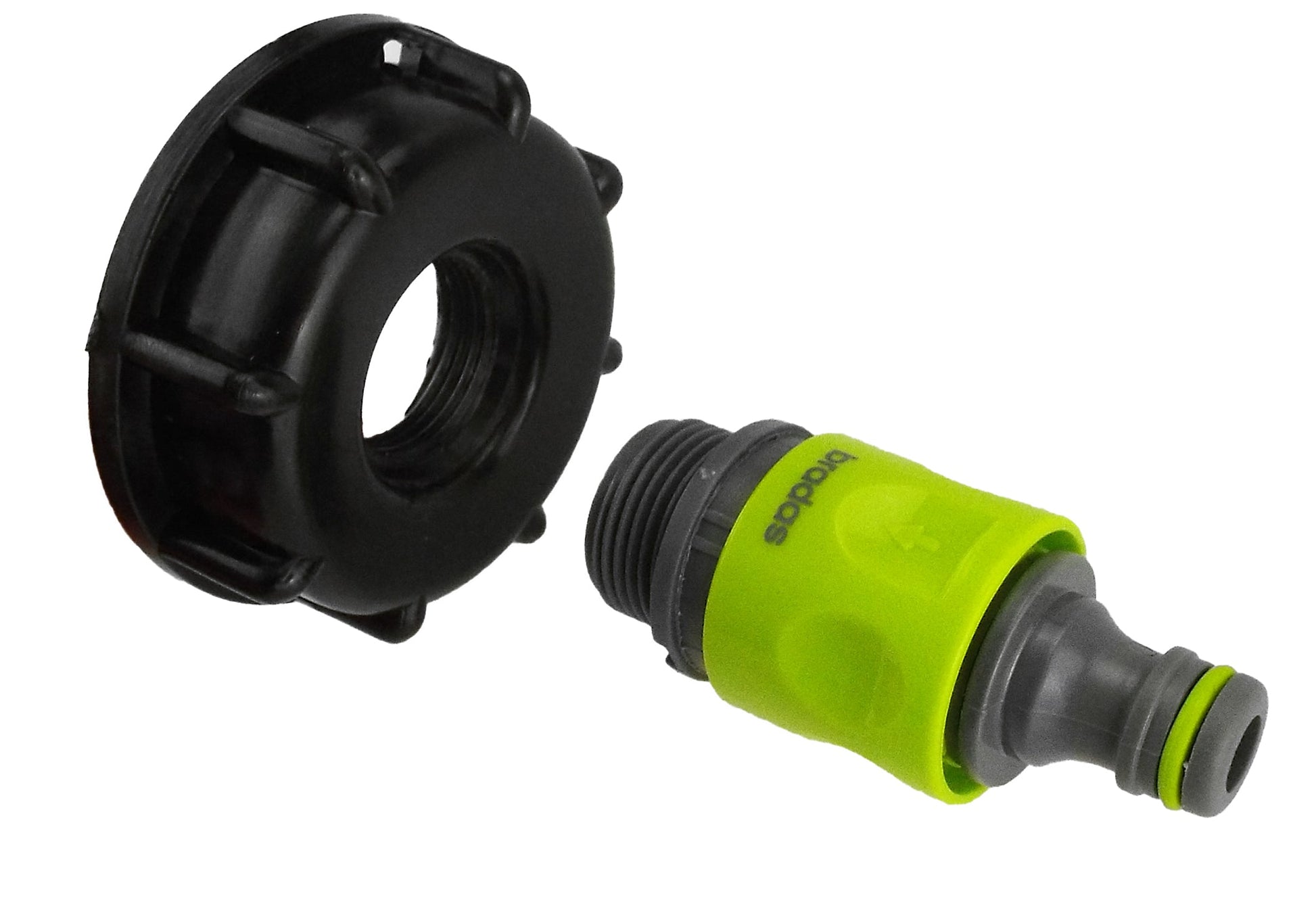 IBC 2” S60X6 Cap with ¾” BSP Threaded Hose Connector and Double Male Lime - Best4Trade-Retail