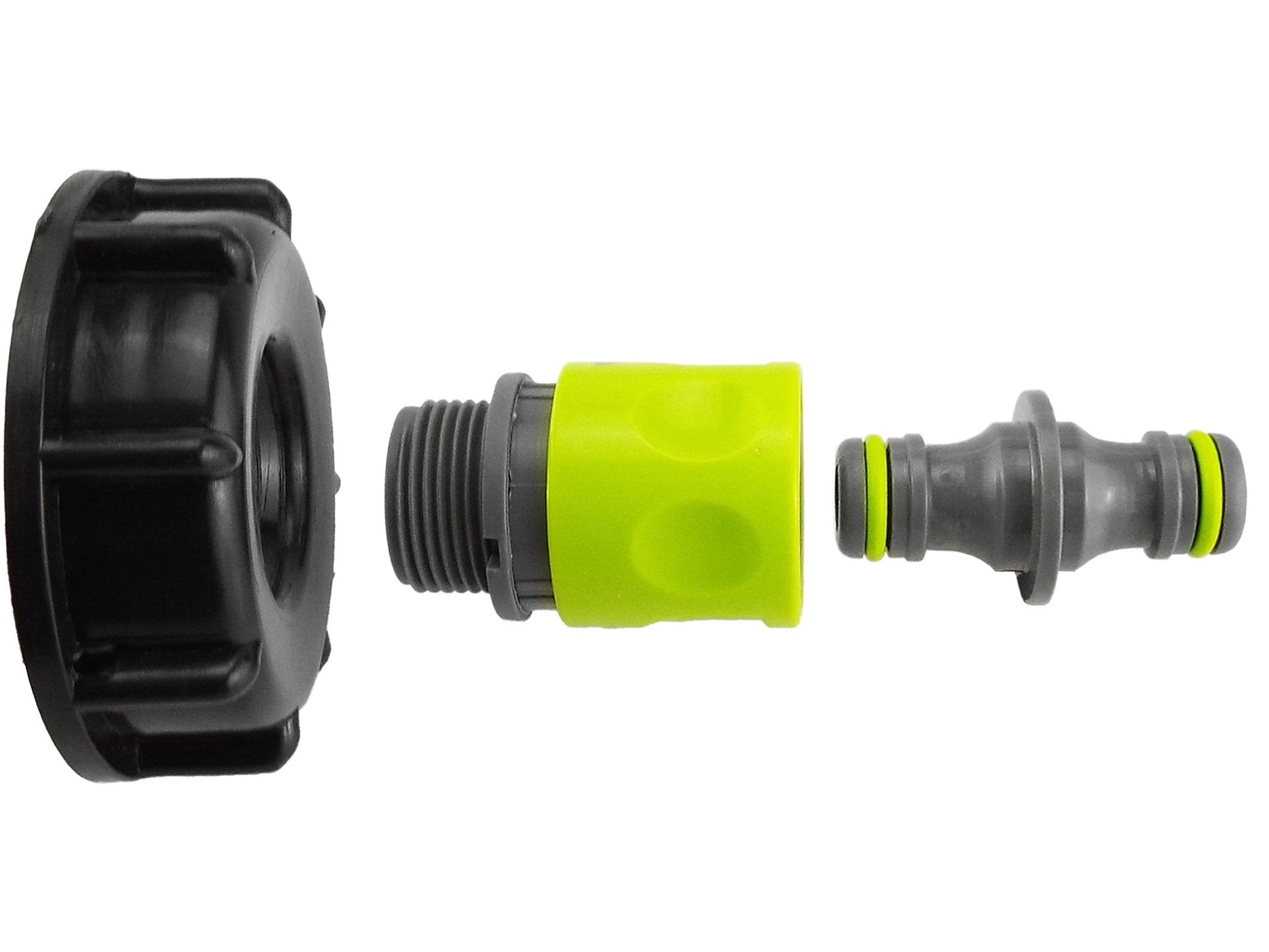 IBC 2” S60X6 Cap with ¾” BSP Threaded Hose Connector and Double Male Lime - Best4Trade-Retail