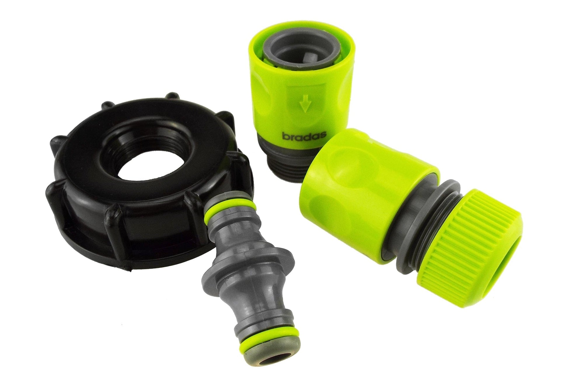 IBC 2” S60X6 Cap with Threaded Hose Fitting, Double Male and Hose Connector Lime - Best4Trade-Retail