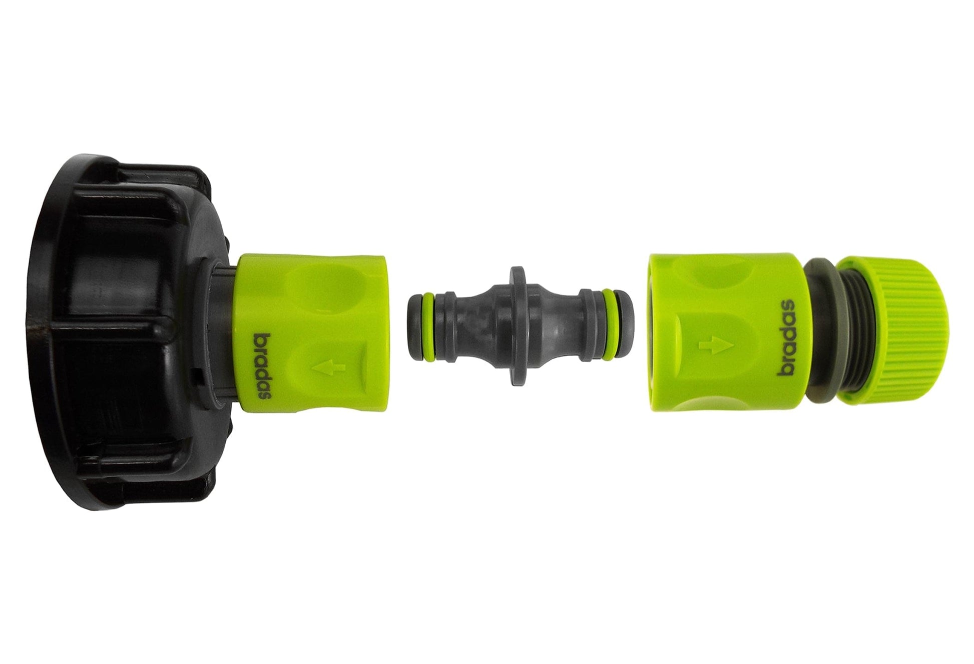 IBC 2” S60X6 Cap with Threaded Hose Fitting, Double Male and Hose Connector Lime - Best4Trade-Retail