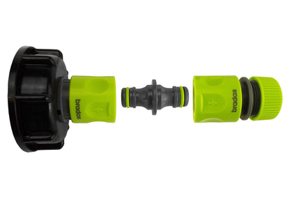 IBC 2” S60X6 Cap with Threaded Hose Fitting, Double Male and Hose Connector Lime - Best4Trade-Retail