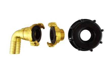 IBC 2” S60X6 Cap with Geka Type Fittings 19mm Barb Swivel Elbow