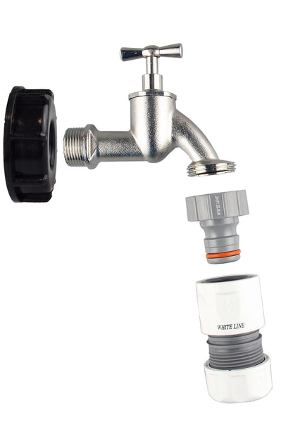IBC 2” S60X6 Cap with Bib Tap and Max Flo Hose Connectors Set - Best4Trade-Retail