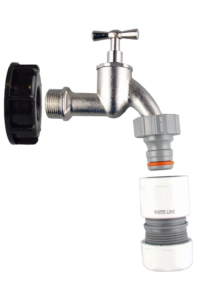 IBC 2” S60X6 Cap with Bib Tap and Max Flo Hose Connectors Set - Best4Trade-Retail