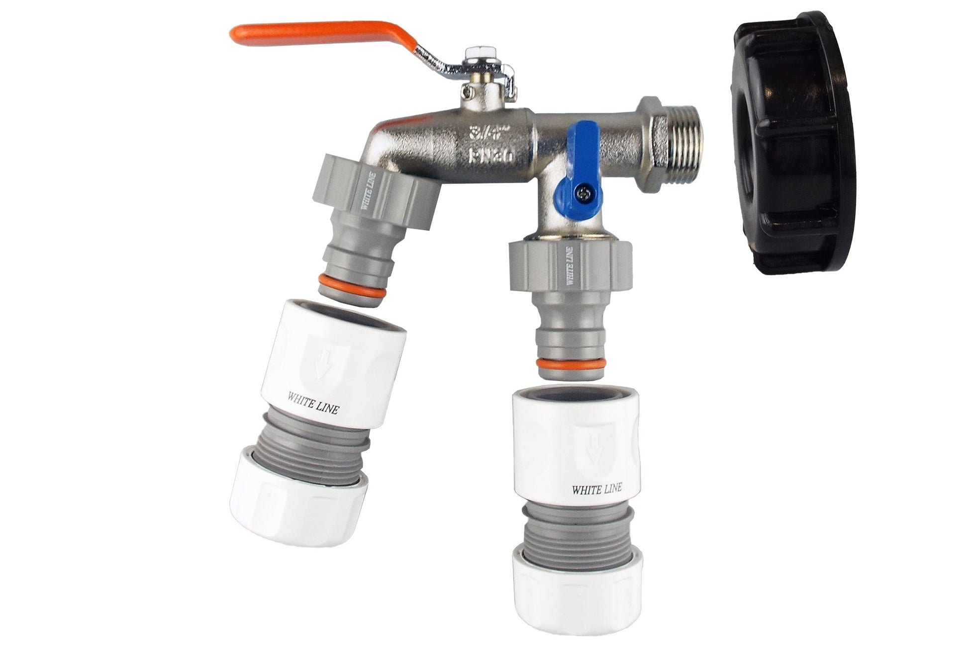 IBC 2” S60X6 Cap with Double Lever Tap and Max Flo Hose Connectors Set - Best4Trade-Retail
